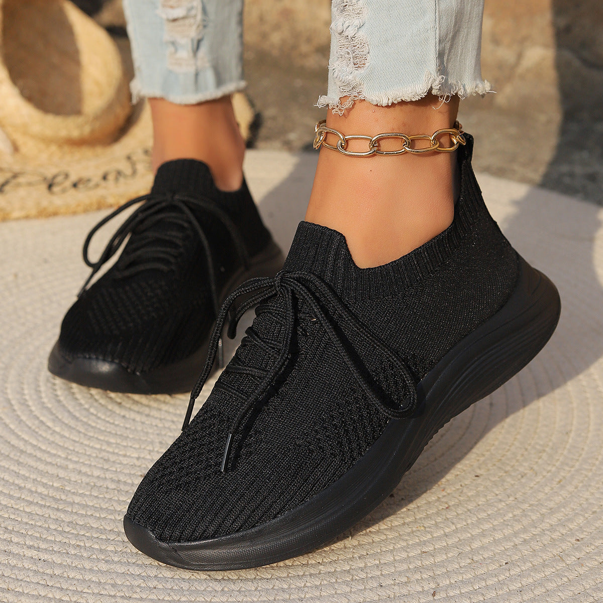 Women’s Sports Shoes – Orthopedic Support – Soft Knit – Lightweight Lace-Up Fit