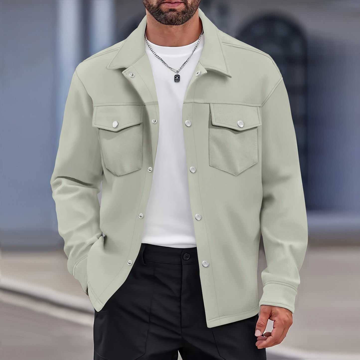 Men’s Jacket – Modern Fit – Wool – Button Front – Flap Chest Pockets