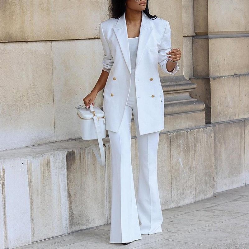 Women’s Blazer – Relaxed Fit – Double Breasted – Notched Lapel – Hip Length