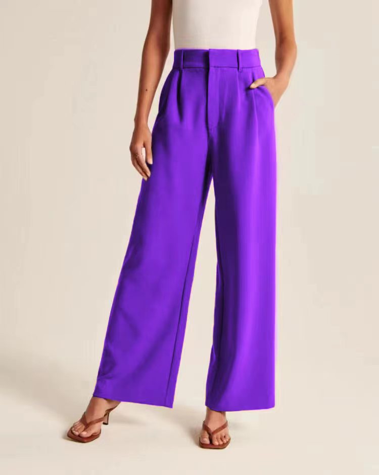 Women’s Wide-Leg Trousers – High Waist – Tailored Fit – Soft Drapey Fabric – Full Length