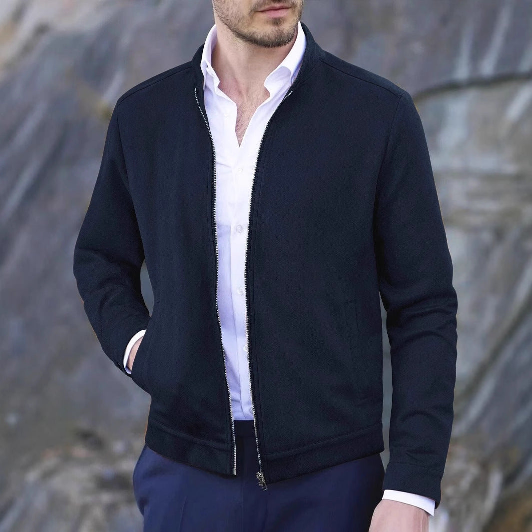 Men’s Casual Jacket – Slim Fit – Mock Neck – Zipper Front – Lightweight Soft Fabric