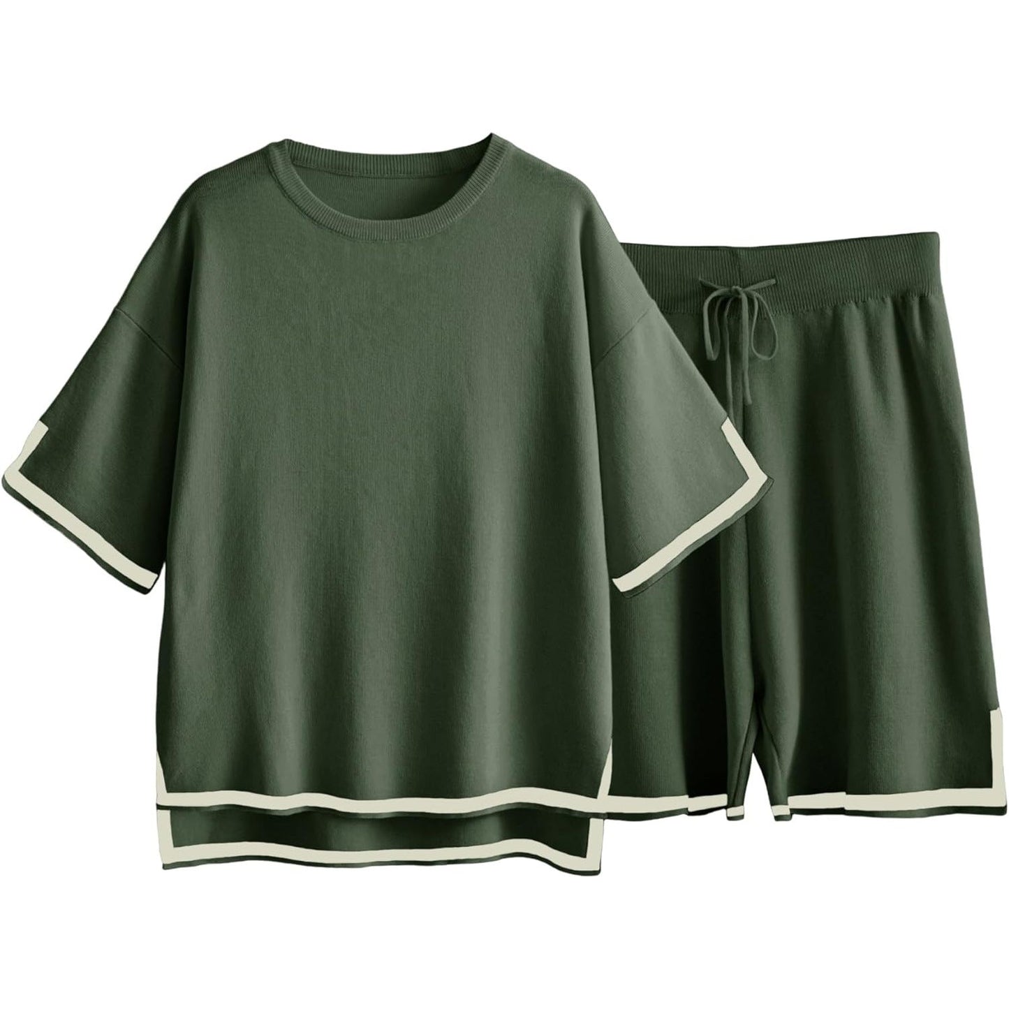 Women’s Knit Sweater Set – Relaxed Fit – Lightweight Breathable – Ribbed Trim