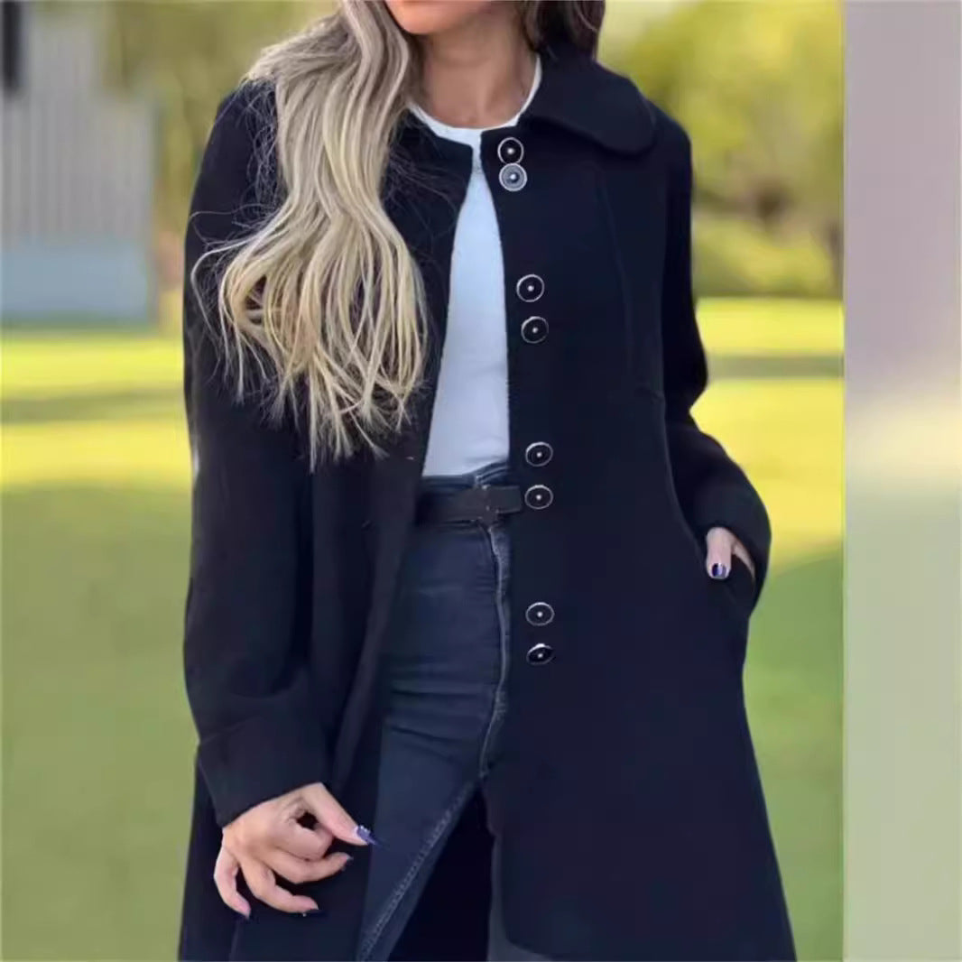 Women’s Coat – Tailored Fit – Structured Silhouette – Single-Breasted – Thigh Length
