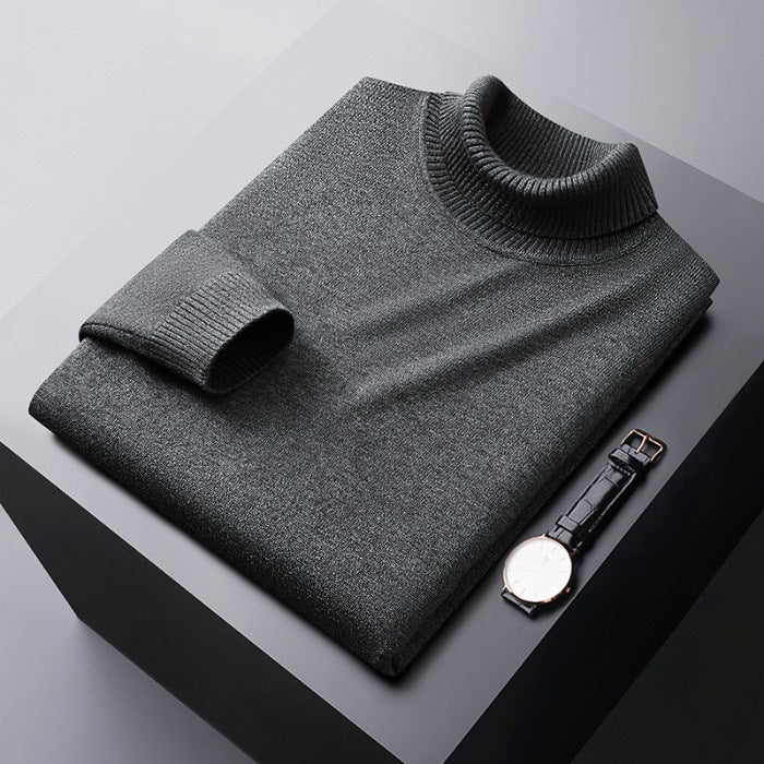 Men’s Turtleneck Sweater - Knitted - Slim Fit - Long Sleeve Warm Pullover
