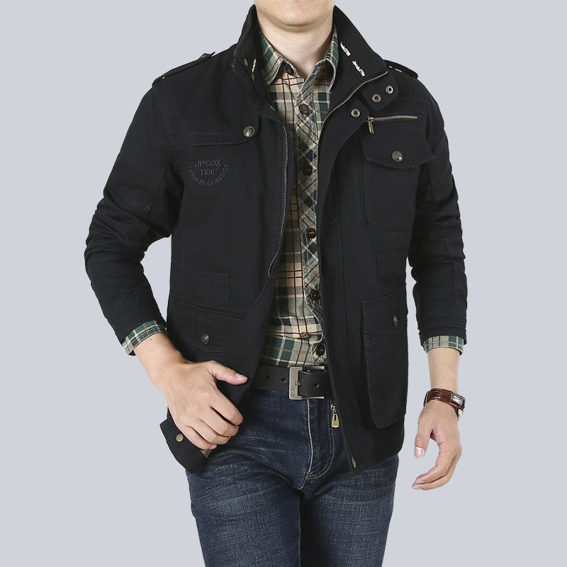 Men’s Utility Jacket – Washed Cotton – Relaxed Fit – Multi-Pocket Workwear Design