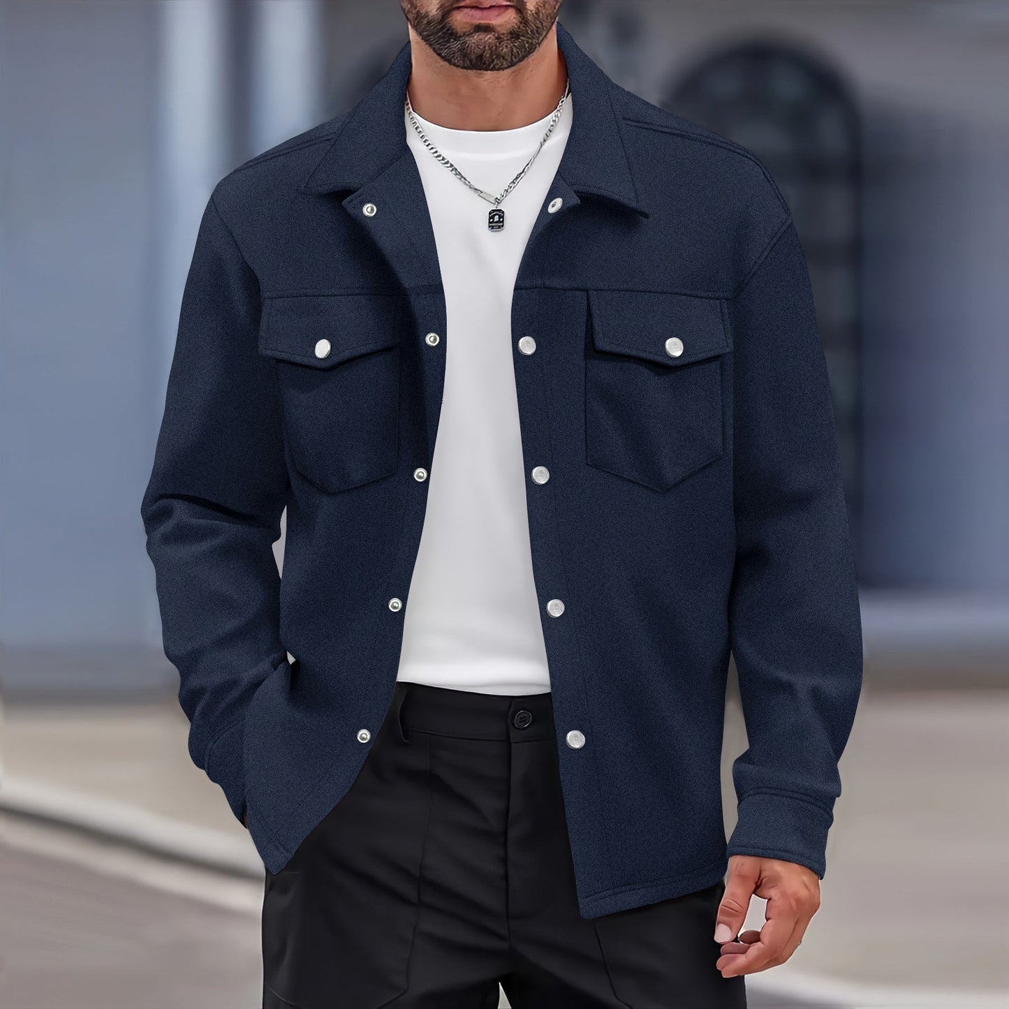 Men’s Jacket – Modern Fit – Wool – Button Front – Flap Chest Pockets