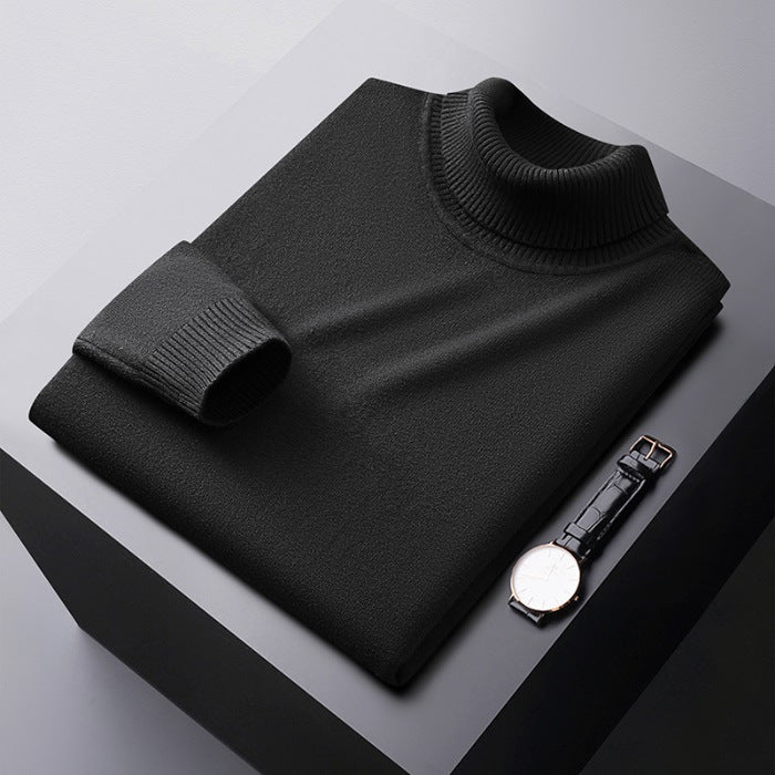Men’s Turtleneck Sweater - Knitted - Slim Fit - Long Sleeve Warm Pullover