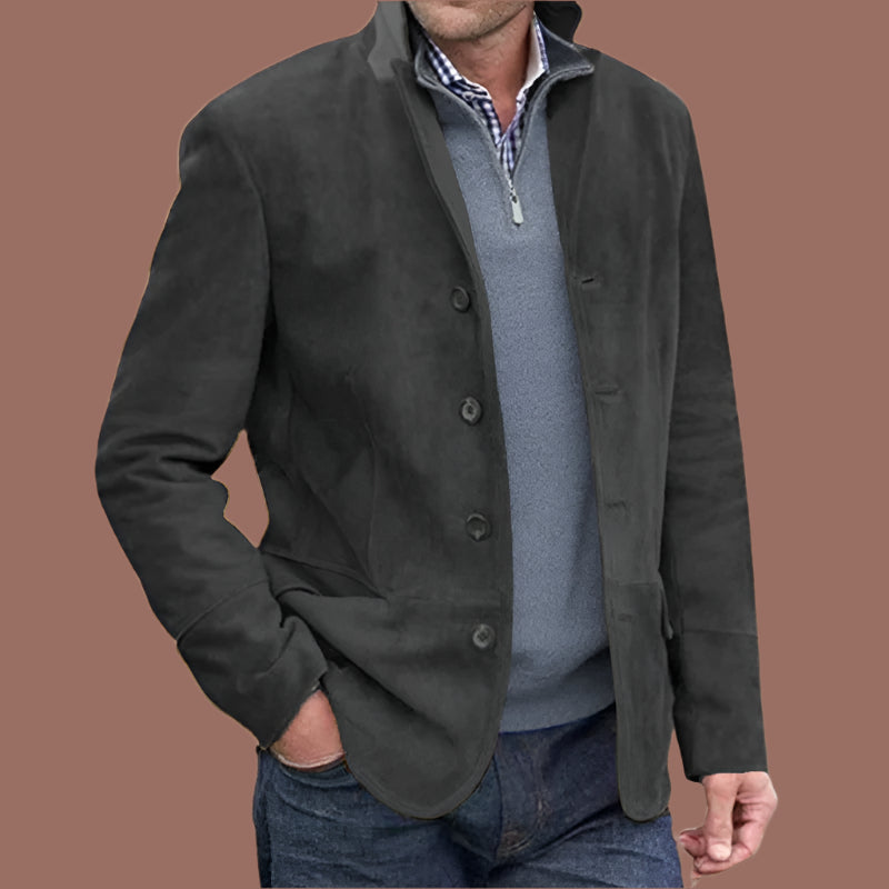 Men’s Casual Jacket – Regular Fit – Stand Collar – Button Front
