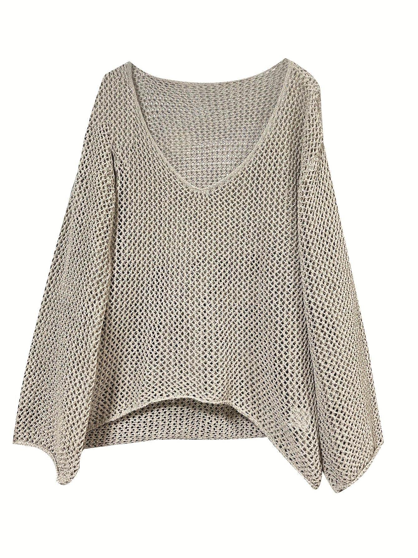 Women's Hollow Long Sleeve Loose Knit Sweater