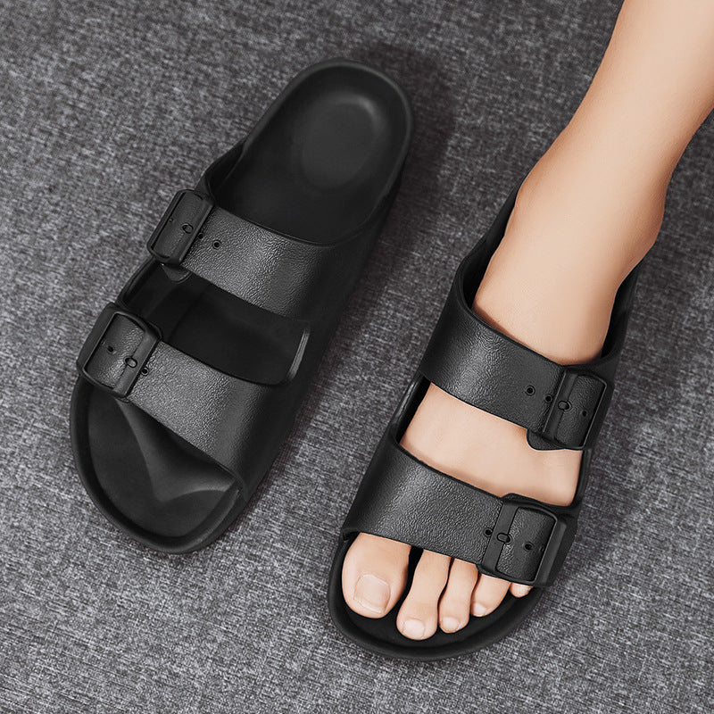 Men’s Sandals – Synthetic Leather – Open Toe – Adjustable Buckle Straps – Thick Sole
