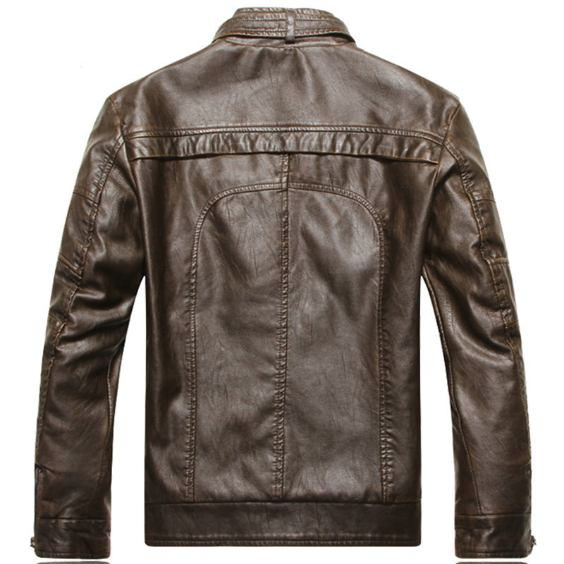 Men’s Biker Jacket – Slim Fit PU Leather – Zipper Front – Stand Collar – Lined Design
