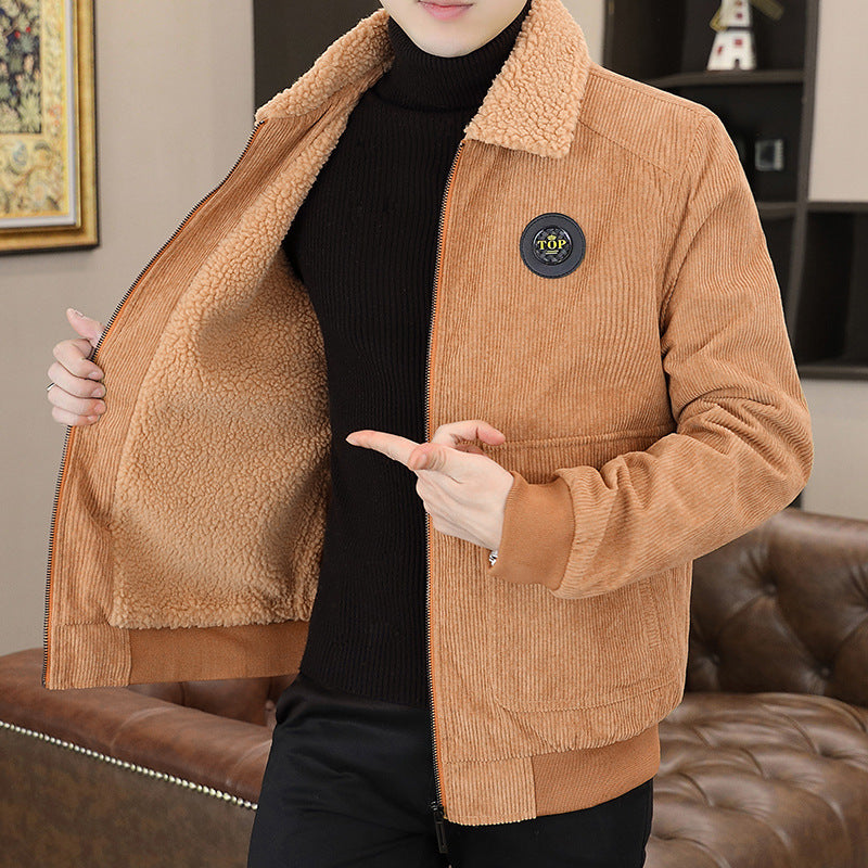 Men’s Jacket – Corduroy Exterior – Sherpa Lined – Relaxed Fit – Zip Front