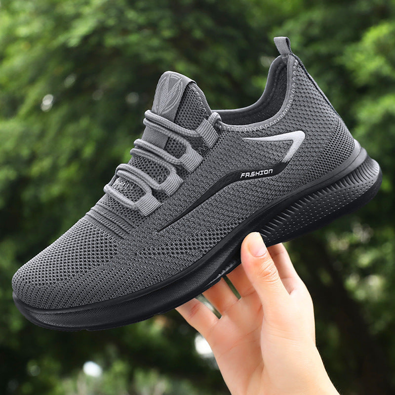 Men’s Sneakers – Fly-Knit Mesh – Lightweight Comfort – Lace-Up Low Top Casual Wear