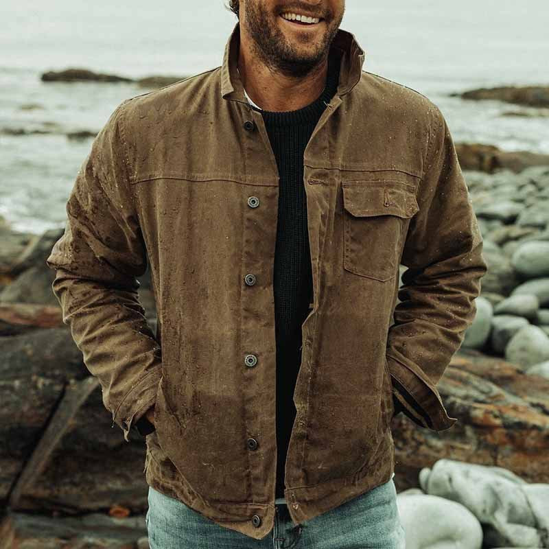 Men’s Utility Jacket – 100% Cotton – Heavyweight – Relaxed Fit – Button Front Casual Wear