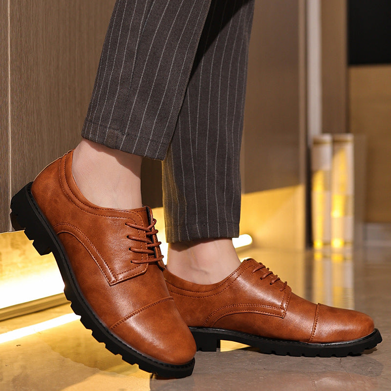 Men’s Derby Shoes – Leather – Cap Toe – Formal Fit – Rubber Sole – Classic Style