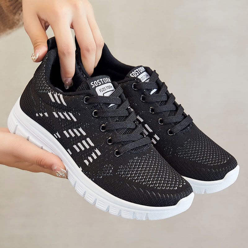 Women’s Sneakers – Breathable Knit – Low-Top Lace-Up – Cushioned Sole – Casual Fit