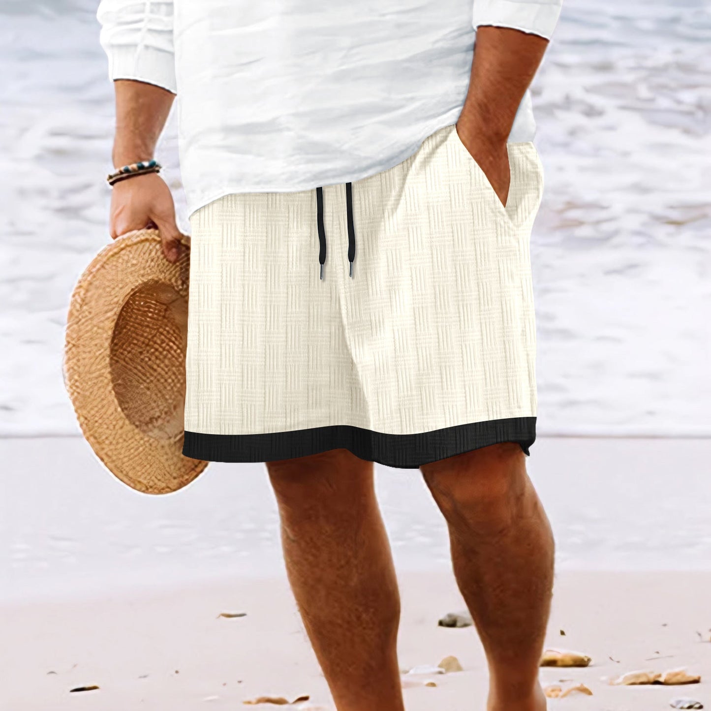 Men’s Beach Shorts – Relaxed Fit – Breathable Blend – Elastic Waist – Side Pockets