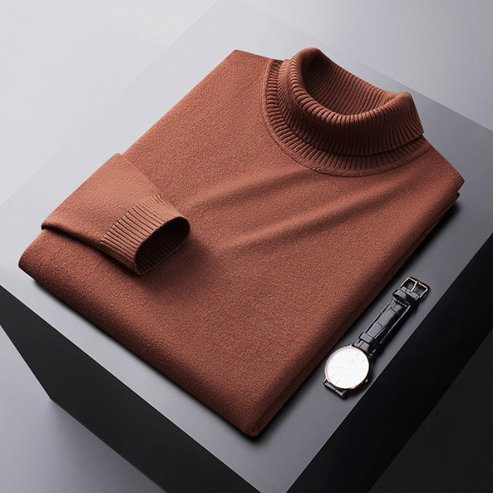 Men’s Turtleneck Sweater - Knitted - Slim Fit - Long Sleeve Warm Pullover