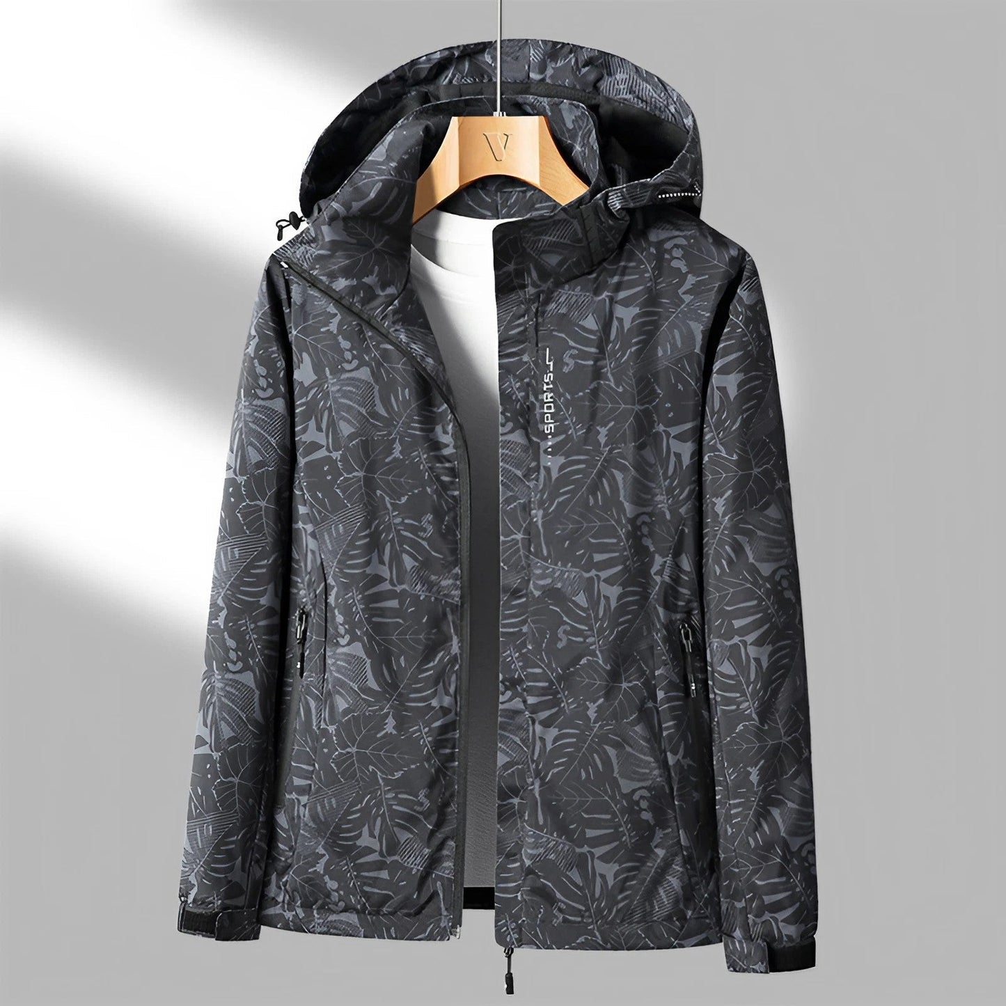 Women’s Waterproof Jacket – Lightweight Wind-Resistant – Adjustable Hood – Zip Pockets