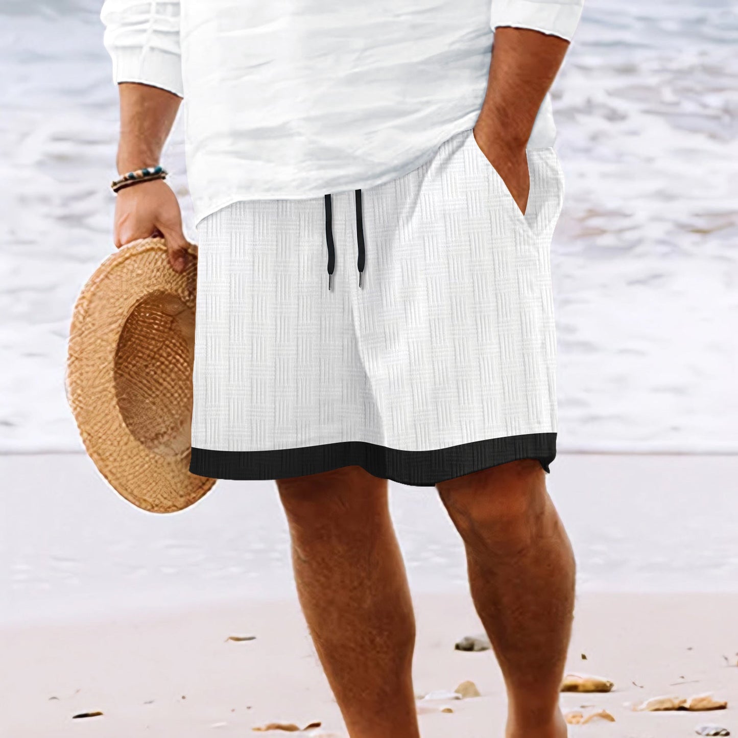 Men’s Beach Shorts – Relaxed Fit – Breathable Blend – Elastic Waist – Side Pockets