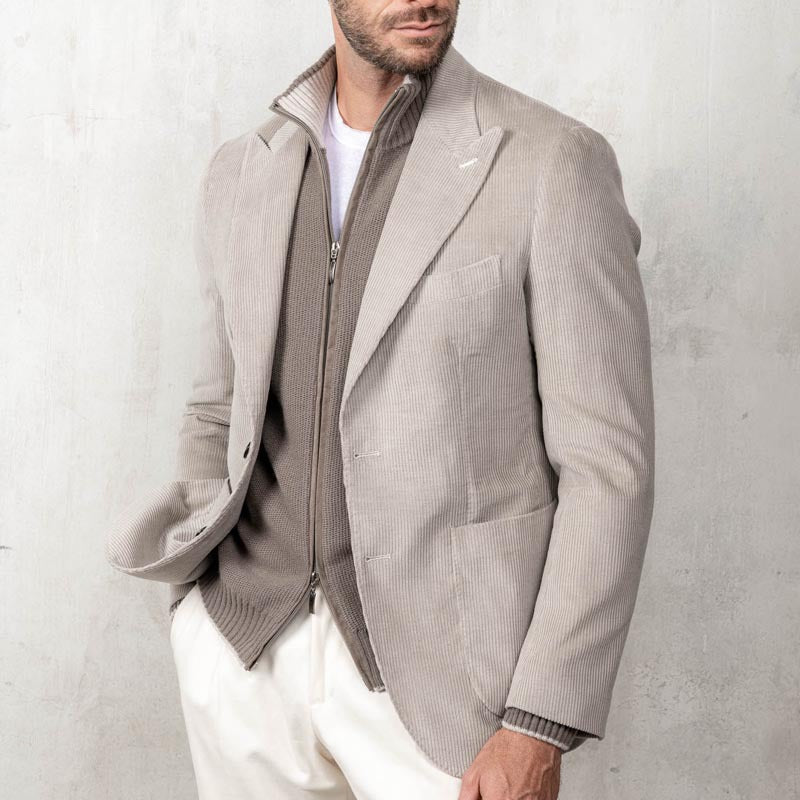 Men’s Blazer – Slim Fit Corduroy – Notched Lapel – Smart Casual Business Wear