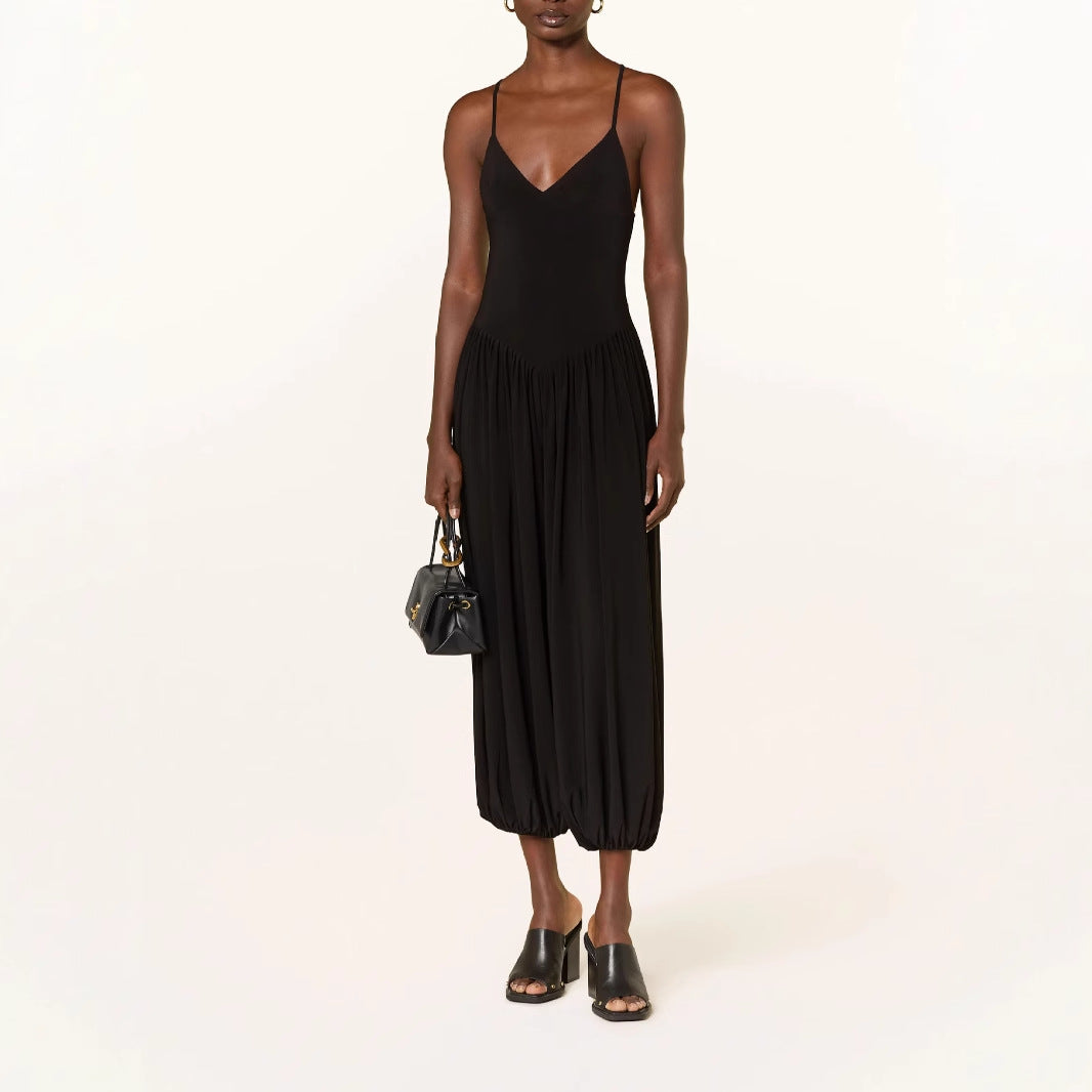 Women’s Jumpsuit – Lightweight Wide Leg – Backless Spaghetti Strap – Relaxed Fit