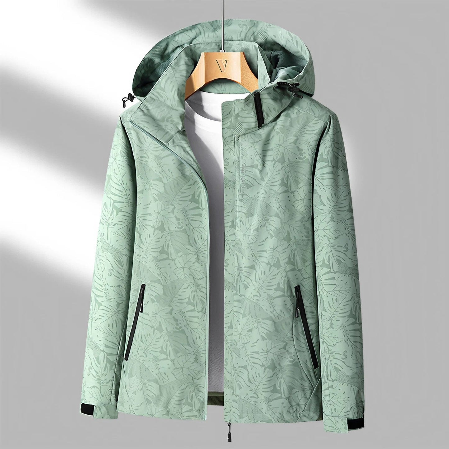 Women’s Waterproof Jacket – Lightweight Wind-Resistant – Adjustable Hood – Zip Pockets