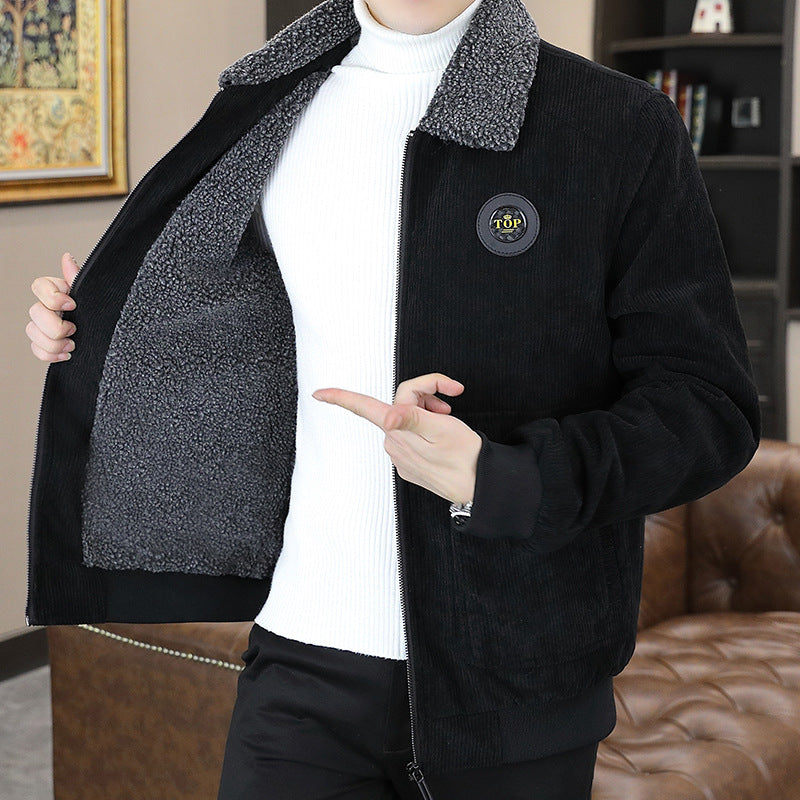 Men’s Jacket – Corduroy Exterior – Sherpa Lined – Relaxed Fit – Zip Front