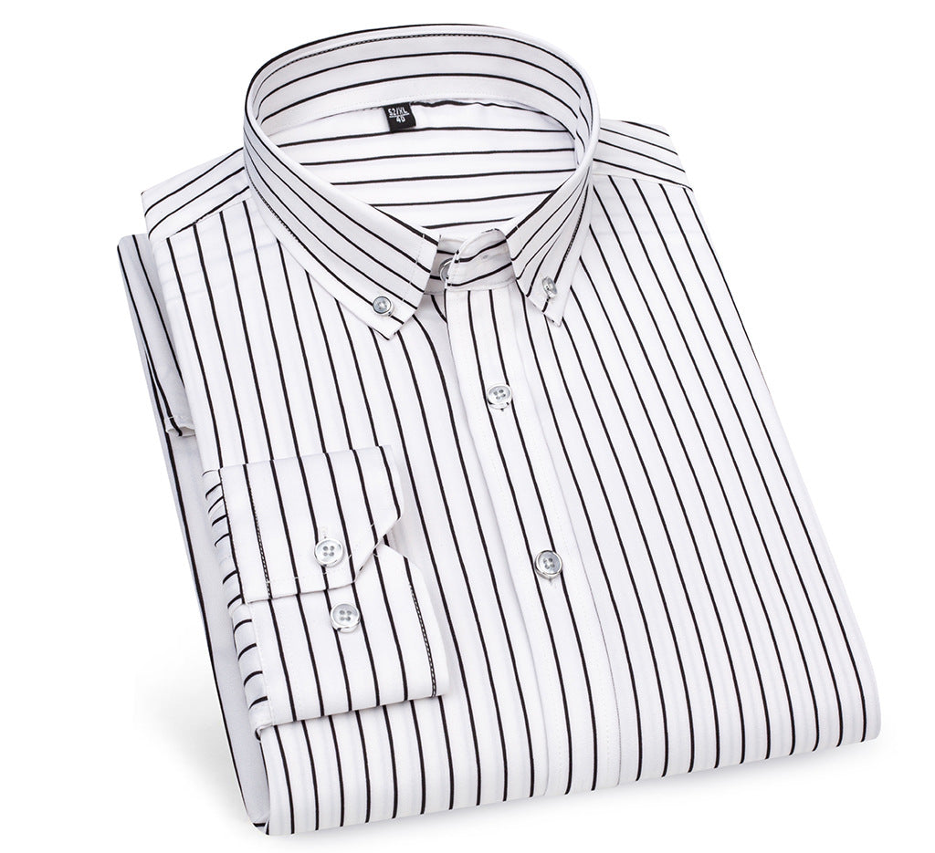 Men’s Dress Shirt - Stripe Pattern - Regular Fit - Button-Up with Spread Collar
