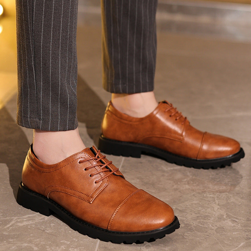 Men’s Derby Shoes – Leather – Cap Toe – Formal Fit – Rubber Sole – Classic Style