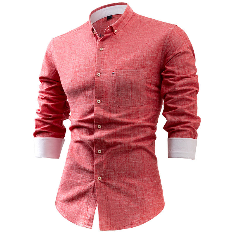 Men’s Button-Up Shirt – Slim Fit – Long Sleeve – Chest Pocket