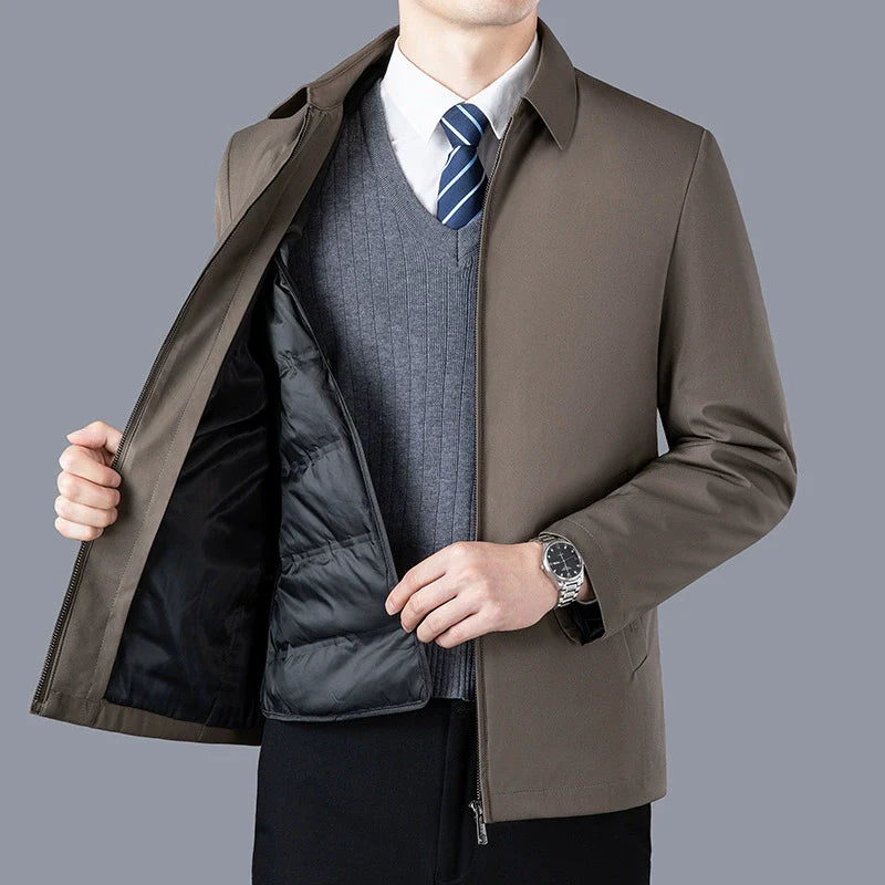 Men’s Jacket – Structured Fit – Detachable Liner – Waist Length Business Casual