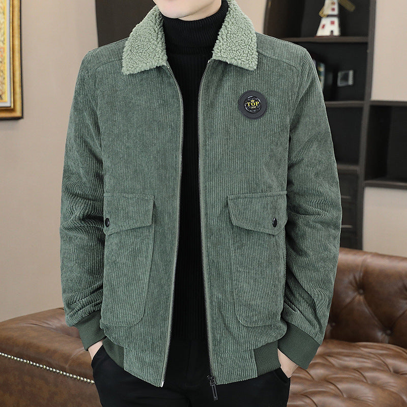 Men’s Jacket – Corduroy Exterior – Sherpa Lined – Relaxed Fit – Zip Front
