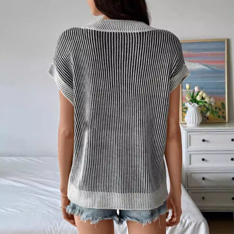 Women’s Sweater Vest – Relaxed Fit – V-Neck Knit – Ribbed Texture – Sleeveless Layer