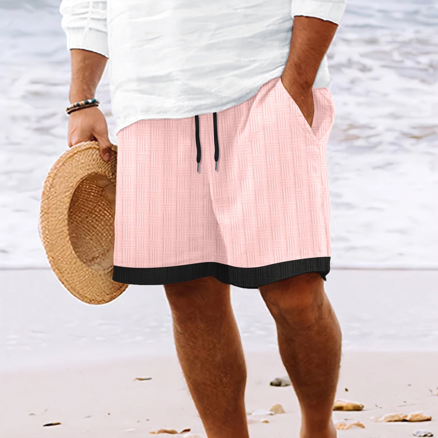 Men’s Beach Shorts – Relaxed Fit – Breathable Blend – Elastic Waist – Side Pockets