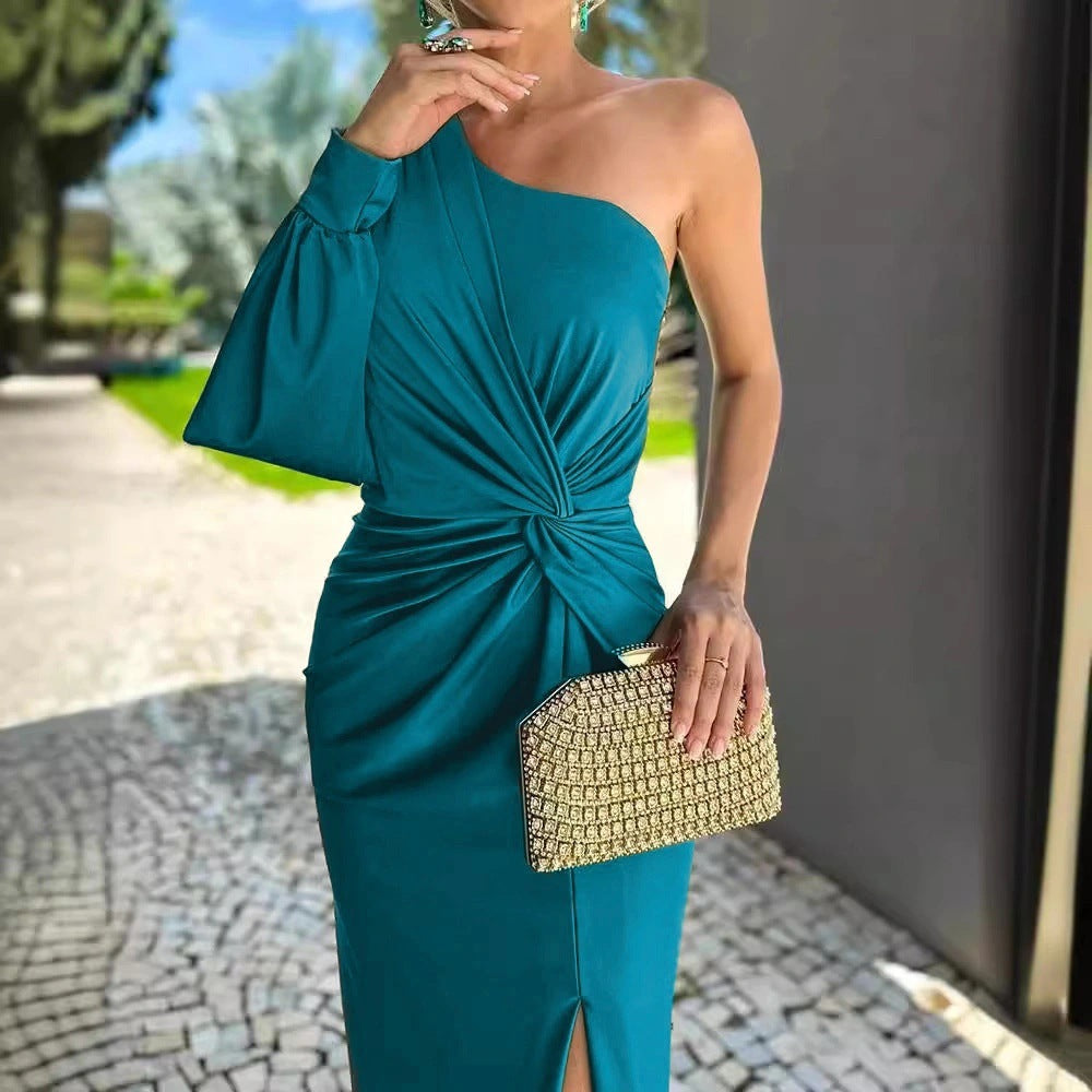 Women's Asymmetric One-Shoulder Evening Dress