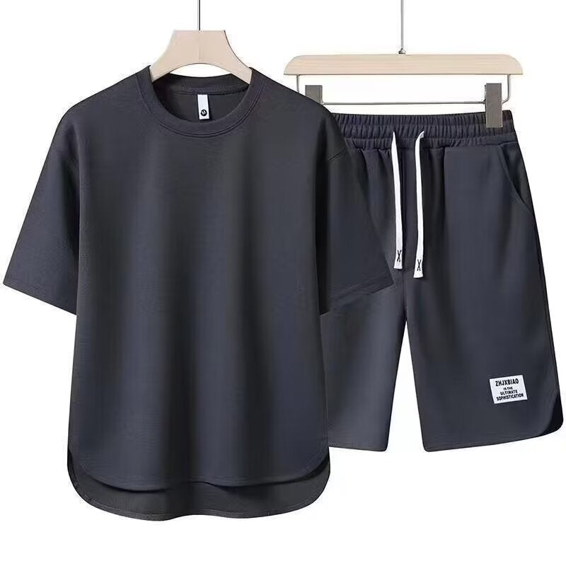 Men’s Athletic Set – Relaxed Fit – Short Sleeve Top & Drawstring Shorts – Breathable Set