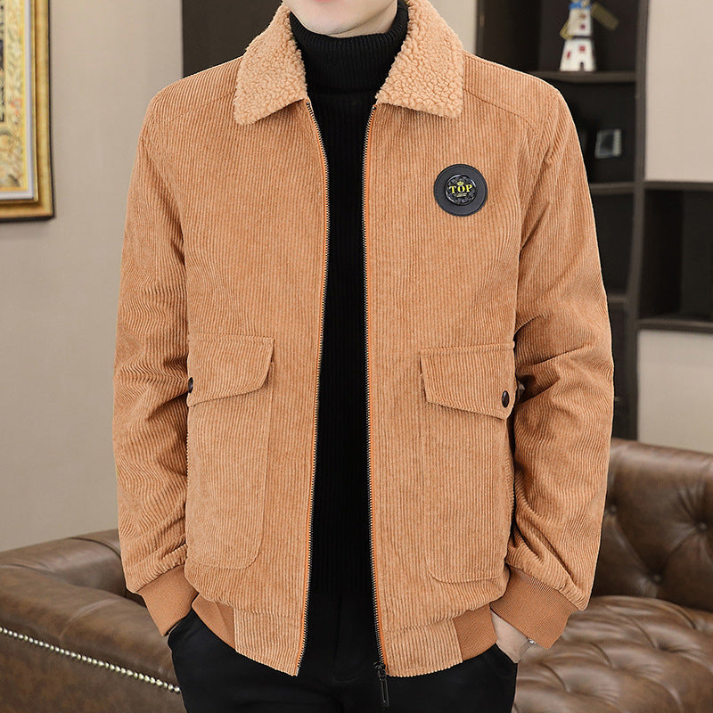 Men’s Jacket – Corduroy Exterior – Sherpa Lined – Relaxed Fit – Zip Front
