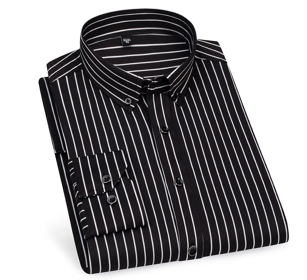 Men’s Dress Shirt - Stripe Pattern - Regular Fit - Button-Up with Spread Collar