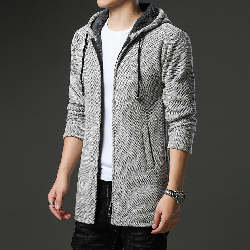 Men’s Windbreaker Sweater – Relaxed Fit – Hooded – Zipper Front – Warm Lining