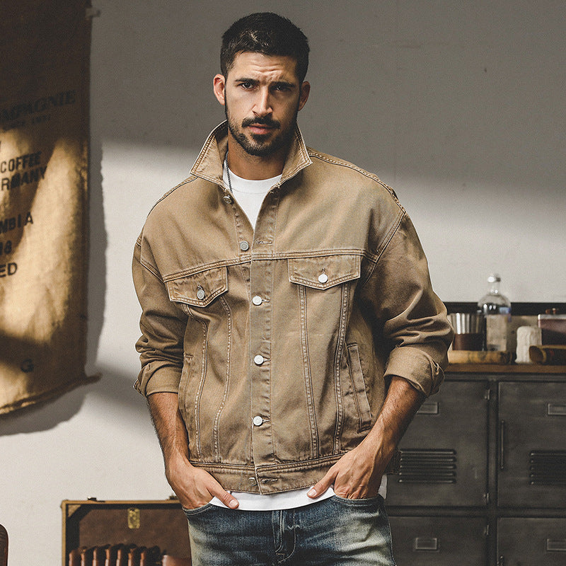 Men’s Denim Jacket – Relaxed Fit – Button Front – Chest Pockets – Hip Length Casual