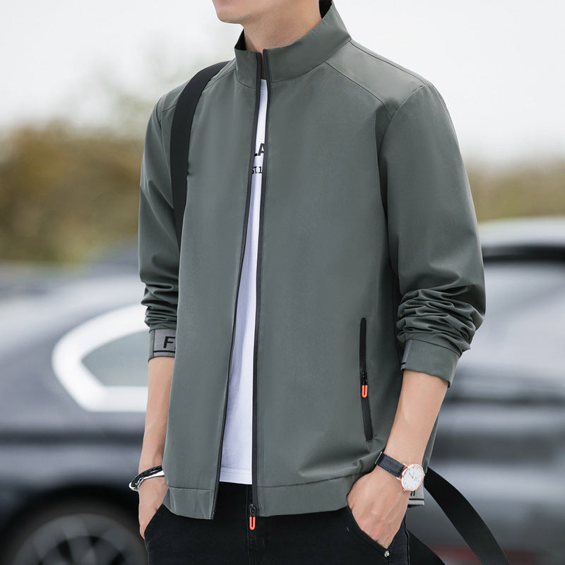 Men’s Jacket – Relaxed Fit – High Collar – Zipper Front – Lightweight Breathable Casual Wear