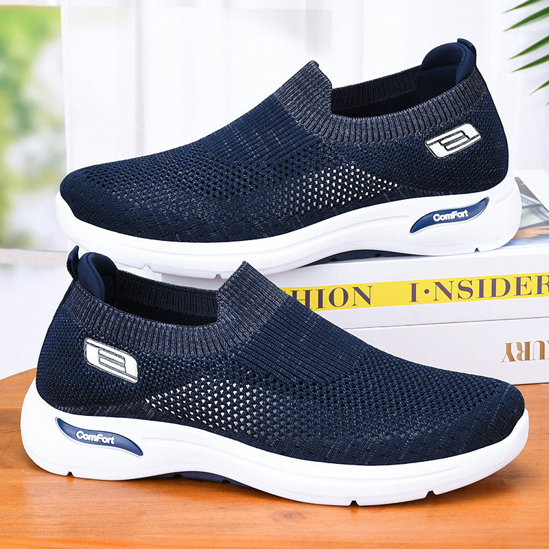 Men’s Slip-On Shoes – Breathable Mesh – Lightweight – Cushioned Sole – Low-Cut Fit