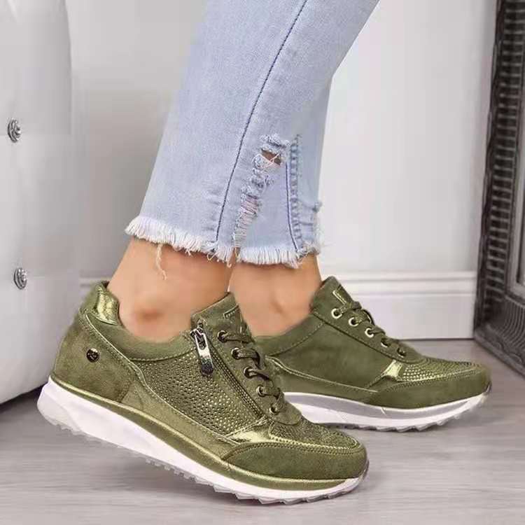 Orthopedic Walking Shoes with Arch Support - Easy-On Side Zip Comfort Rocker Sneakers