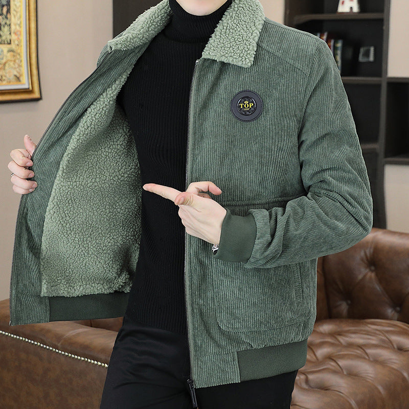 Men’s Jacket – Corduroy Exterior – Sherpa Lined – Relaxed Fit – Zip Front