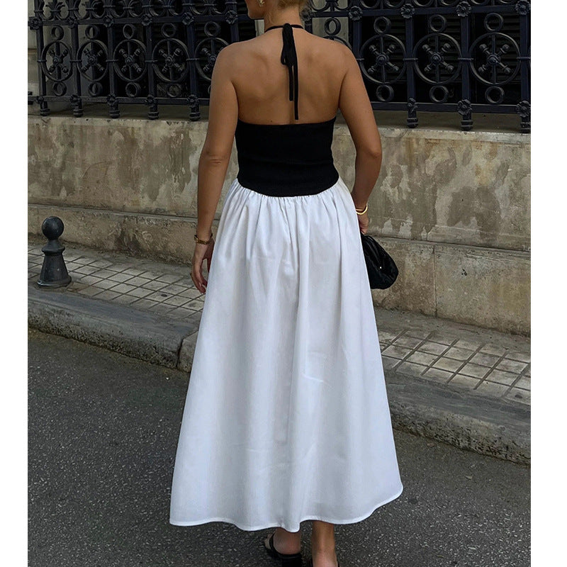 Women’s Long Evening Dress – Halter Neck – Backless – Fitted Bodice – Flowing Skirt