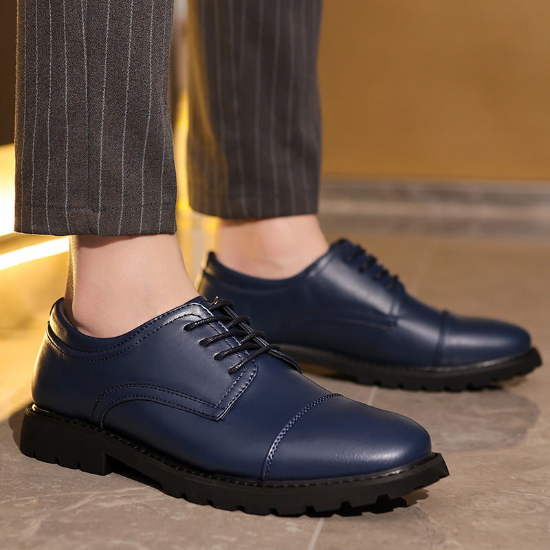 Men’s Derby Shoes – Leather – Cap Toe – Formal Fit – Rubber Sole – Classic Style
