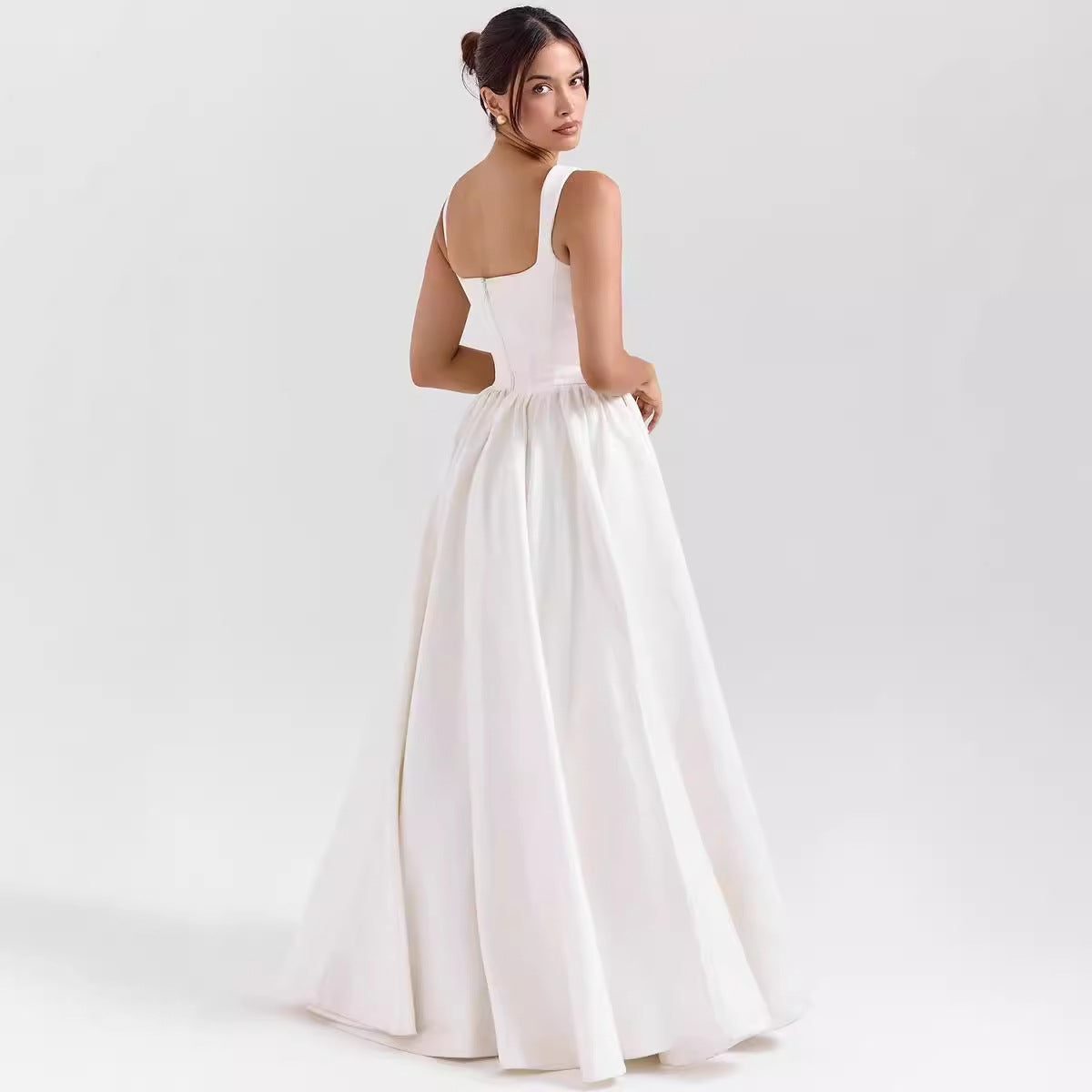Women’s Maxi Dress – Breathable Cotton – A-Line Fit – Square Neck – Wide Straps