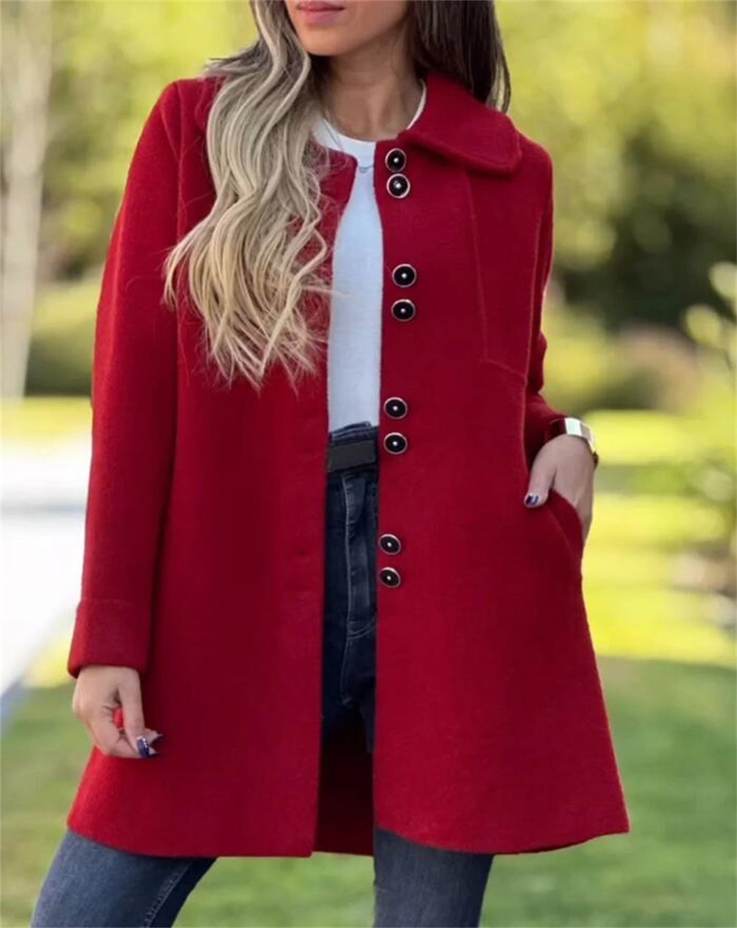Women’s Coat – Tailored Fit – Structured Silhouette – Single-Breasted – Thigh Length