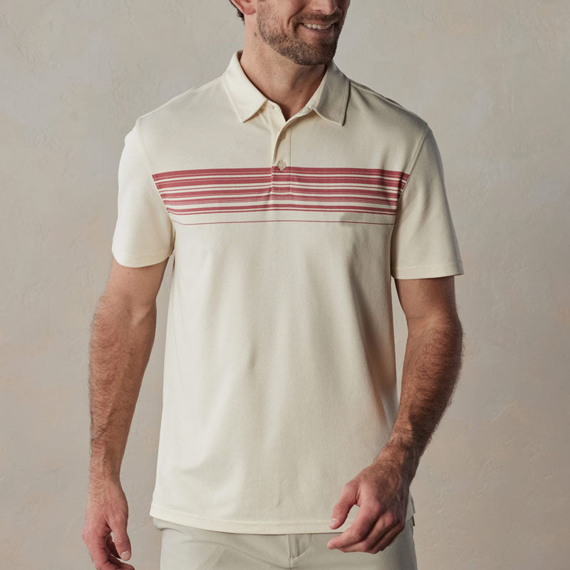 Men’s Polo Shirt – Slim Fit – Cotton Blend – V-Neck Buttoned – Striped Casual Wear